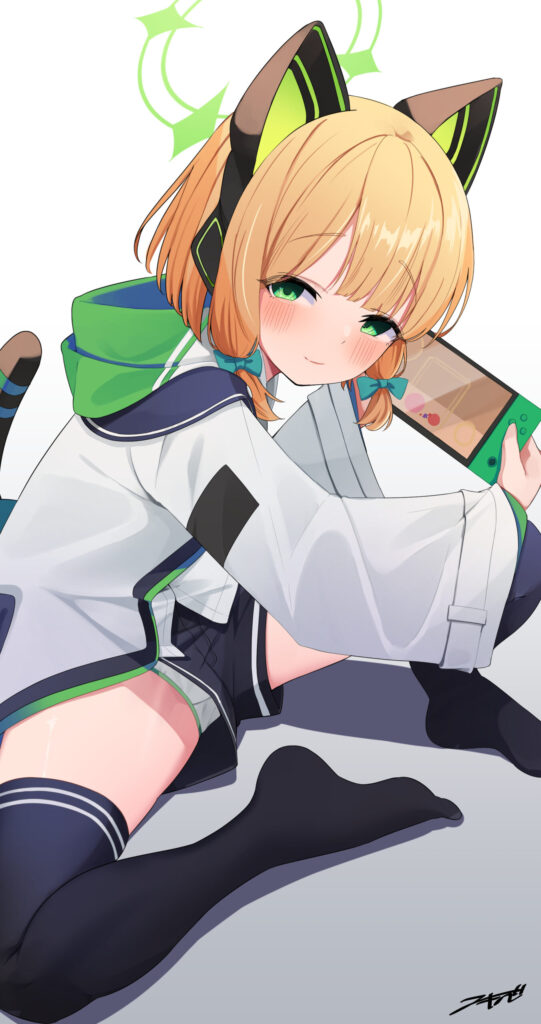 ブルーアーカイブの才羽ミドリちゃんの隙間パンチラしている二次画像