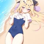たんプリのキュアアルカナ・シャドウちゃんが海辺でスク水姿をじっくり見せてくれる画像