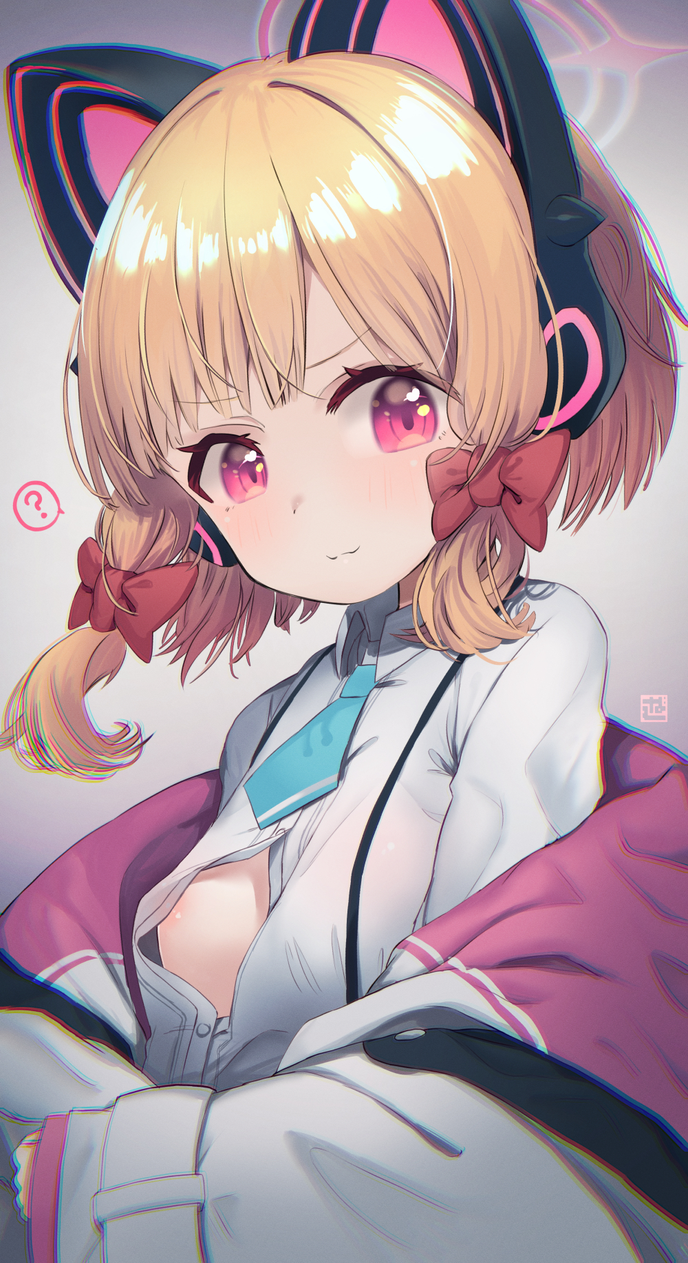 ブルーアーカイブの才羽モモイちゃんの胸チラしている魅惑的な二次画像