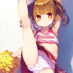 可愛い美少女のチア姿でｵﾏﾝｺﾊﾟﾝﾃｨｰみたいなI字バランスしてパンチラしちゃってる二次画像
