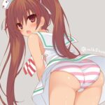 艦隊これくしょんのツインテかわいいリベッチオちゃんの縞パン二次エロ画像！