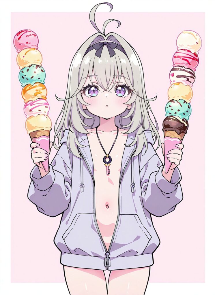 たんプリの森亜るるかちゃんが裸パーカーでアイス持ってるだけの二次画像
