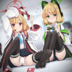 ブルーアーカイブの才羽姉妹のそろって無防備な座りパンチラ＆隙パンの二次画像