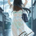 濡れ透けセーラー服美少女の下着も見えちゃってるAI画像